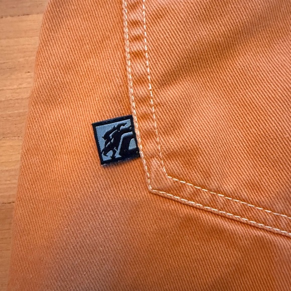 VTG Clench Jeans Mens Orange Denim Wide Baggy Skater 90s Y2K Tag Size 34x32 - Picture 5 of 16